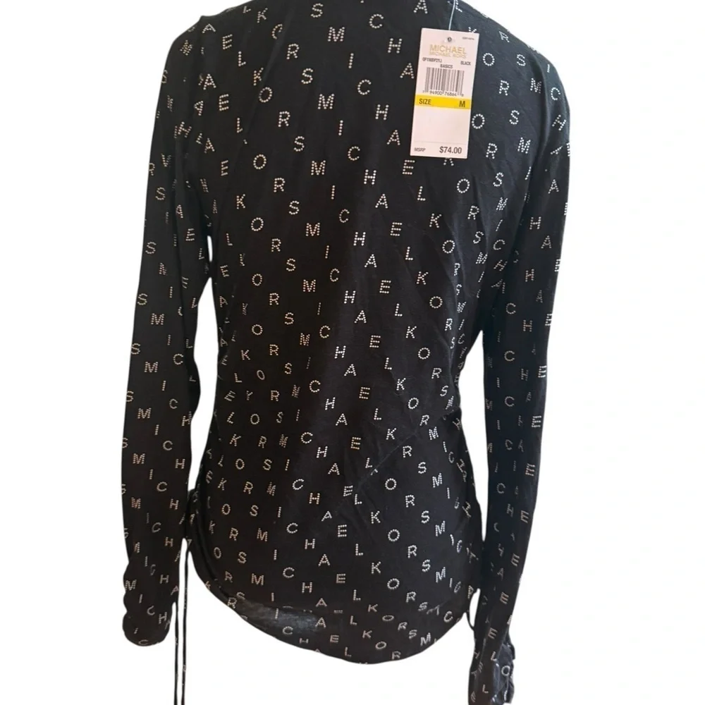 Michael Kors Black Ruched Long Sleeve Blouse